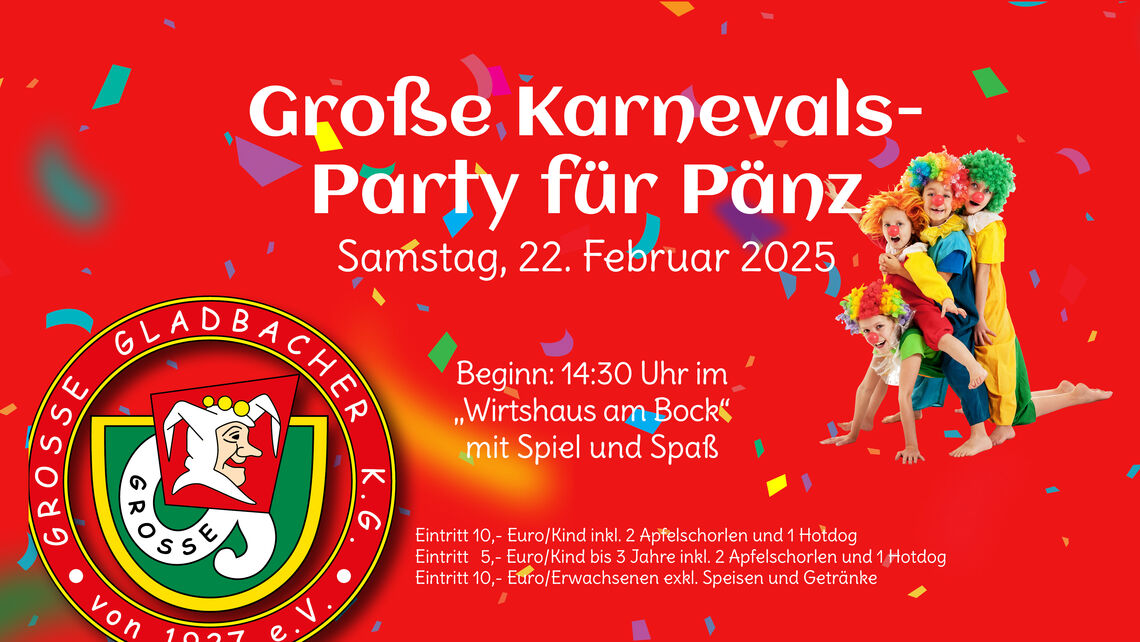 Karnevals-Party für Pänz 2025 - Bergisch Gladbach
